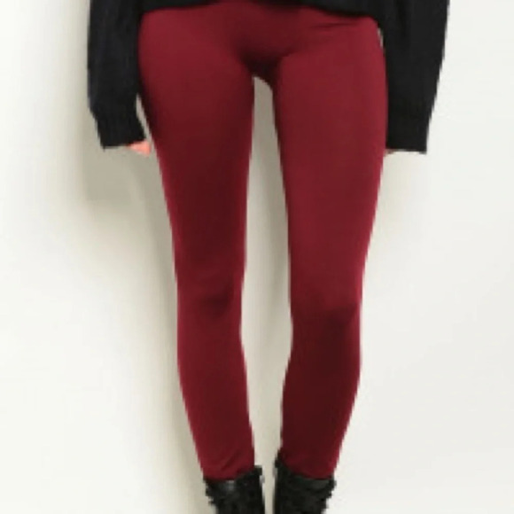 Wine Colored Basic Leggings - Picture 2 of 3
